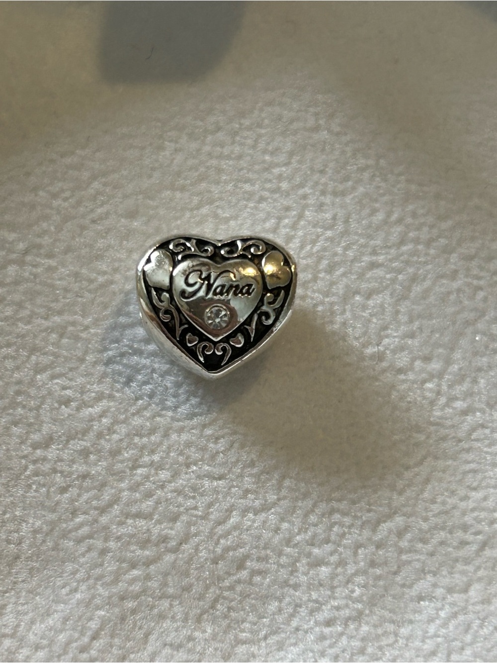 Chamilia Silver 'Nana' Heart Charm with Clear Crystal